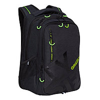 Рюкзак молодёжный, 42 х 31 х 22 см, Grizzly 338, эргономичная спинка, отделение для ноутбука, чёрный/зелёный