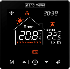 Программируемый терморегулятор теплого пола Grand Meyer SN-20 Wi-Fi, черный