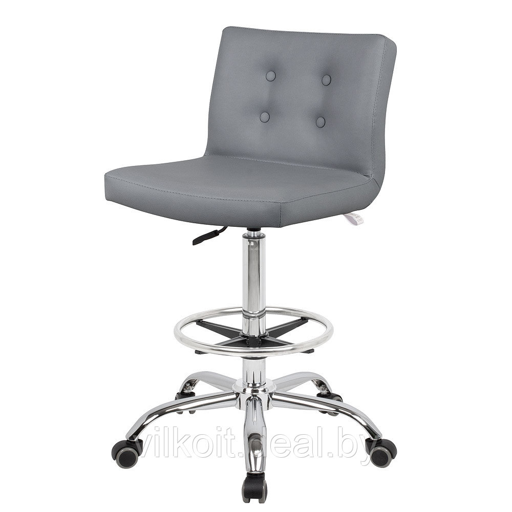 Канто стул мастера парикмахера (с пуговицами) с кругом под ноги, серый. На заказ - фото 1 - id-p226199226