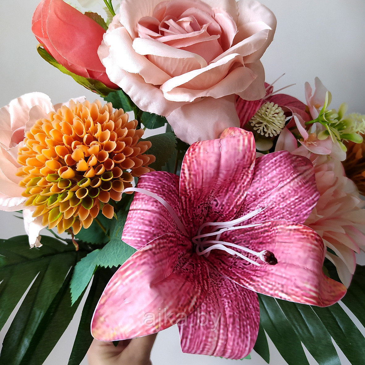 Букет с латексными лилиями 47 см, розово-оранжевый - фото 5 - id-p226199306
