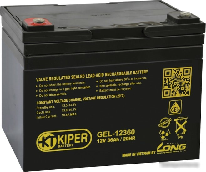 Аккумулятор для ИБП Kiper GEL-12360 (12В/36 А·ч) - фото 1 - id-p226200979