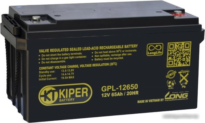 Аккумулятор для ИБП Kiper GPL-12650 (12В/65 А·ч) - фото 1 - id-p226200987