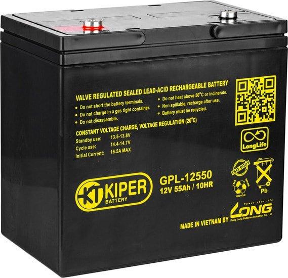 Аккумулятор для ИБП Kiper GPL-12550 (12В/55 А·ч) - фото 1 - id-p226200988