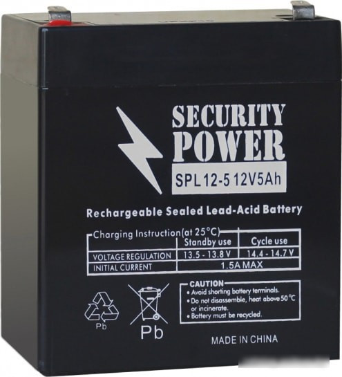 Аккумулятор для ИБП Security Power SPL 12-5 F2 (12В/5 А·ч) - фото 1 - id-p226201022