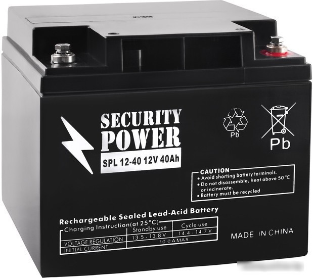 Аккумулятор для ИБП Security Power SPL 12-40 (12В/40 А·ч) - фото 1 - id-p226201024