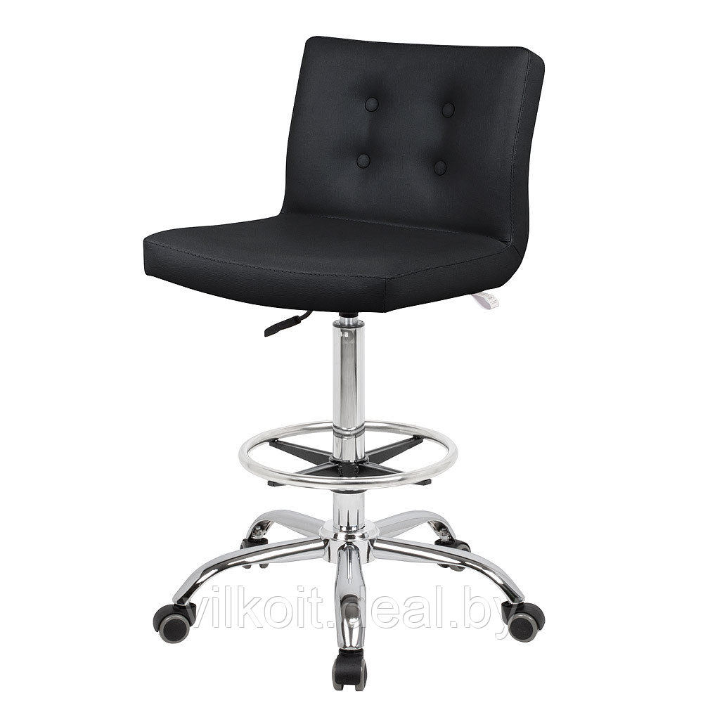 Канто (с пуговицами) стул для мастера парикмахера с кругом под ноги, черный. На заказ - фото 1 - id-p226202579