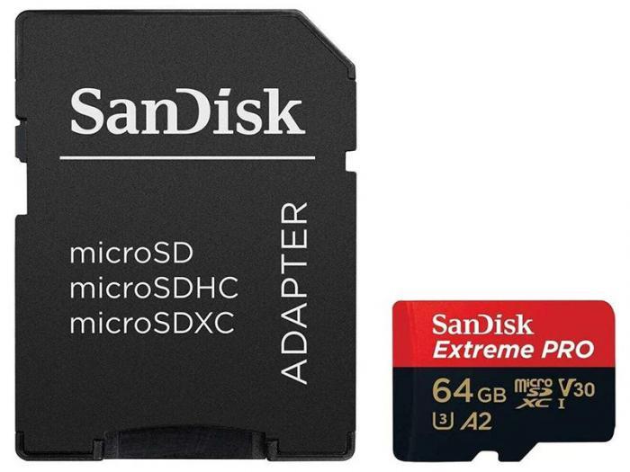 64Gb - SanDisk Extreme Pro Micro Secure Digital XC Class 10 UHS-I A2 C10 V30 U3 SDSQXCU-064G-GN6MA с - фото 1 - id-p225463783
