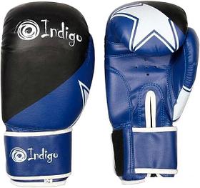 Перчатки для единоборств Indigo PS-505 (6 oz, черный/синий)