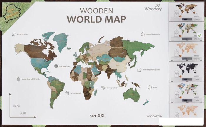 Пазл Woodary Карта мира на английском языке XXL 3192 - фото 2 - id-p225811859