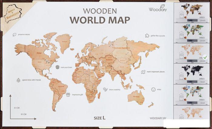 Пазл Woodary Карта мира на английском языке L 3196 - фото 2 - id-p225811872