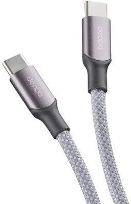 Кабель Deppa USB Type-C (m) - USB Type-C (m), 1.5м, в оплетке, серый [72549] - фото 1 - id-p225820094
