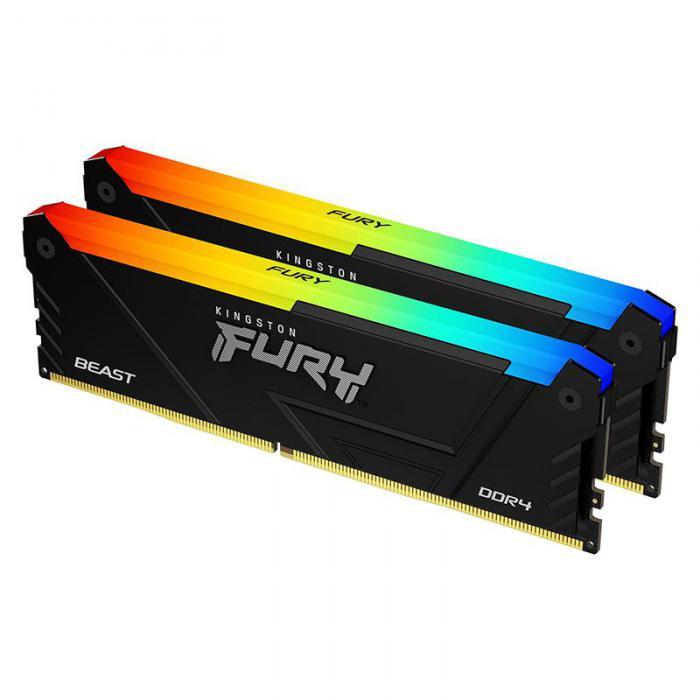 Kingston Fury Beast RGB RTL Gaming DDR4 DIMM 3200MHz PC4-25600 CL16 - 32Gb Kit (2x16Gb) KF432C16BB2AK2/32 - фото 1 - id-p225127954