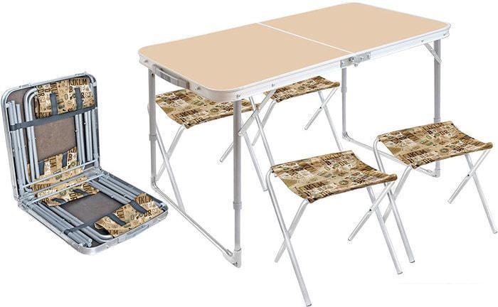 Стол со стульями Nika складной стол влагостойкий и 4 стула ССТ-К2/5 (кофе с молоком) - фото 1 - id-p225814820