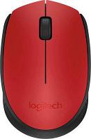 Мышь Logitech M170, оптическая, беспроводная, USB, красный и черный [910-004648]