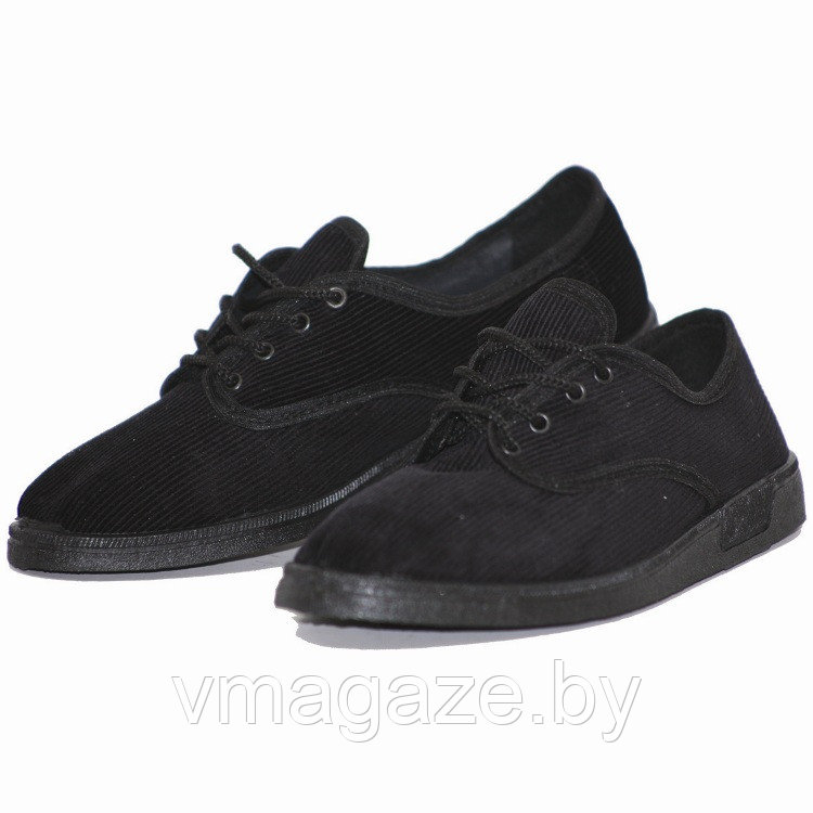 Туфли вельветовые Step на шнурках 1-23-1 (цвет черный) - фото 1 - id-p199523970