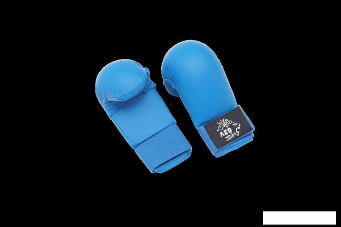 Накладки WKF (перчатки) на руки для карате Лев р-р M с пальцем, синий - фото 1 - id-p225817976