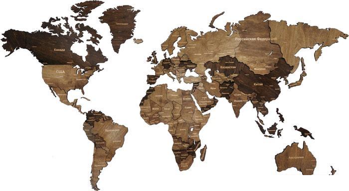 Пазл Woodary Карта мира XXL 3150 (3 уровня, venge) - фото 1 - id-p225815505