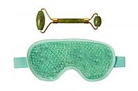 Массажёр для лица нефритовый и гелевая маска для глаз (Jade roller with gel beads eyemask), Bradex KZ 0923