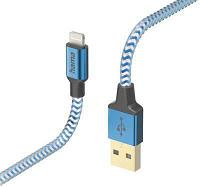 Кабель HAMA H-201553, Lightning (m) - USB (m), 1.5м, MFI, в оплетке, 2.4A, синий [00201553]