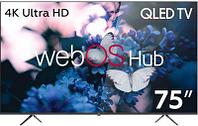 75" Телевизор BQ 75FSU02B, QLED, 4K Ultra HD, черный, СМАРТ ТВ, WebOS