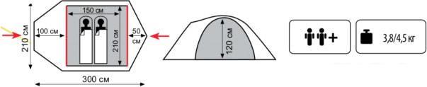 Палатка TRAMP Lair 2 v2 - фото 2 - id-p225818539