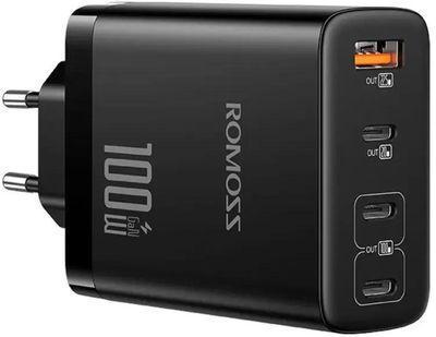Сетевое зарядное устройство Romoss AC100H, USB A + 3 х USB type-C, 100Вт, 5A, черный - фото 1 - id-p225820031