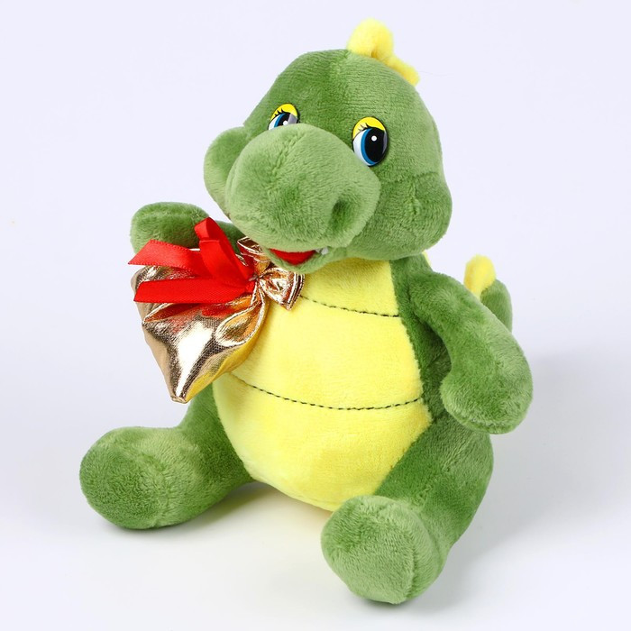 Мягкая игрушка «Дракон», с подарком, 17 см, цвет зелёный - фото 1 - id-p226204994