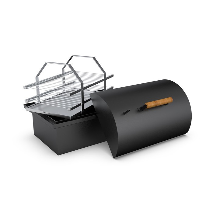 Коптильня двухъярусная с гидрозатвором Grillux Smoky Lux 55 Black, с купольной крышкой - фото 1 - id-p226204914