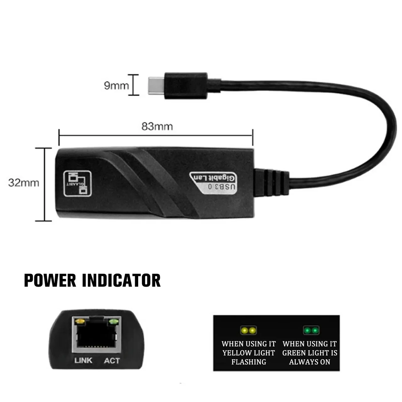 Адаптер - переходник USB3.1 Type-C - RJ45 (LAN) до 1000 Мбит/с, черный 555616 - фото 6 - id-p225058899