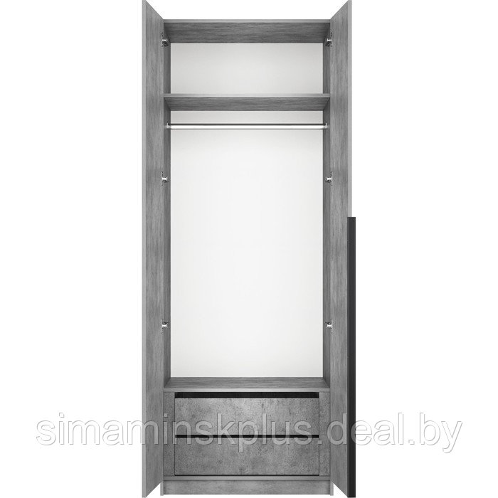Шкаф распашной «Локер», 800×530×2200 мм, 2-х дверный, без полок, 1 ящик, цвет бетон - фото 2 - id-p226208925