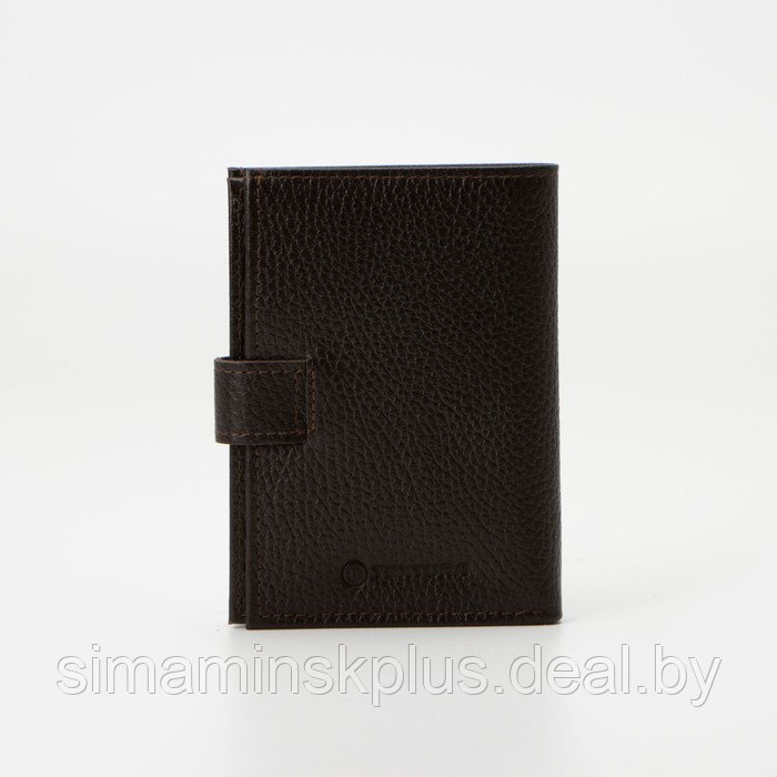 Обложка для автодокументов и паспорта на кнопке, цвет коричневый - фото 2 - id-p226209273