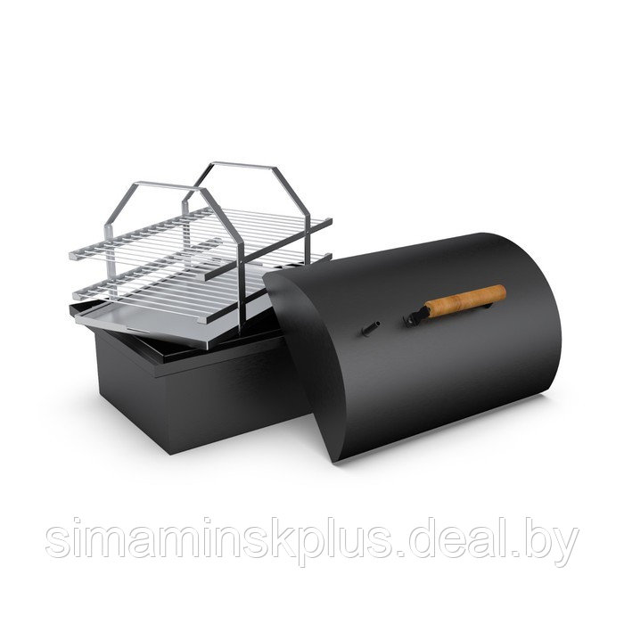 Коптильня двухъярусная с гидрозатвором Grillux Smoky Lux 55 Black, с купольной крышкой - фото 1 - id-p226209116