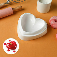 Форма силиконовая для выпечки и муссовых десертов «Сердце», 15,5×15,5×5,5 см, цвет белый
