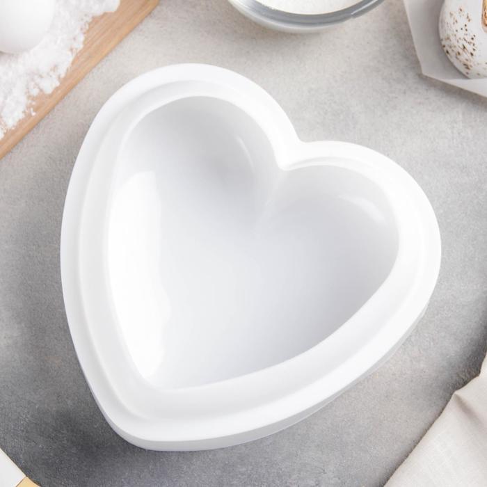 Форма для выпечки и муссовых десертов «Сердце», силикон, 26×26×6 см, цвет белый - фото 2 - id-p226209452