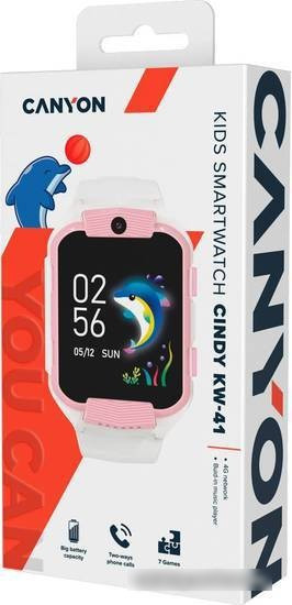 Детские умные часы Canyon Cindy KW-41 (белый/розовый) - фото 4 - id-p226209508