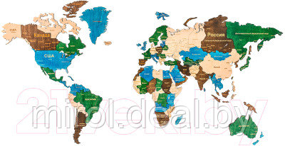 Декор настенный Woodary Карта мира L / 3139 - фото 1 - id-p226209735