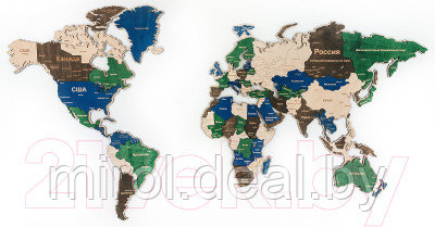 Декор настенный Woodary Карта мира L / 3139 - фото 3 - id-p226209735