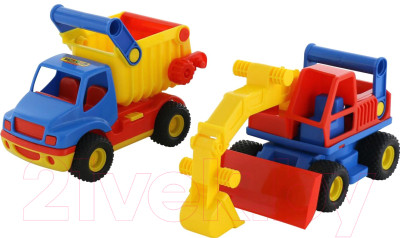 Набор игрушечной техники Полесье КонсТрак с экскаватором колесным / 40855 - фото 1 - id-p226217937