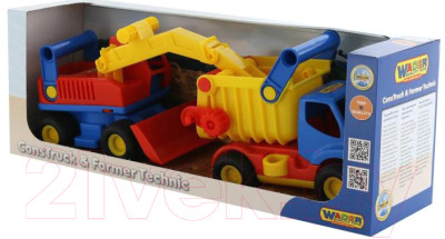 Набор игрушечной техники Полесье КонсТрак с экскаватором колесным / 40855 - фото 2 - id-p226217937