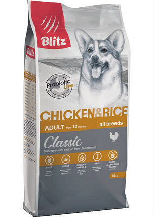 Сухой корм для собак Blitz Classic Adult All Breeds Chicken & Rice (с курицей и рисом), фото 2
