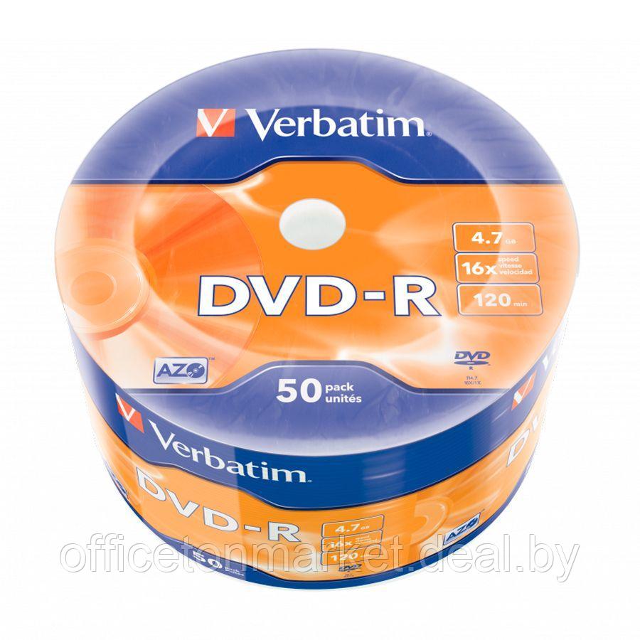 Диск Verbatim, DVD-R, 4.7 гб, пэт-упаковка, 50 шт - фото 1 - id-p224973074