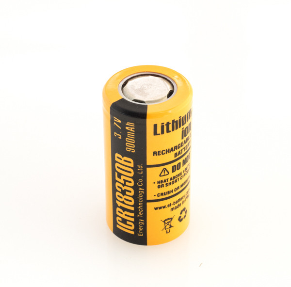 Аккумулятор 18350 900mAh - ET ICR18350B, 3.7v, Li-Ion, плоский +