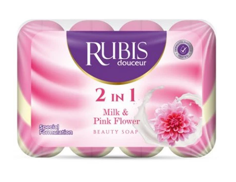 Rubis мыло экопак Milk&Pink Flower 4x90 360г - фото 1 - id-p226239495