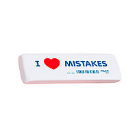 Ластик Milan "I love mistakes", 14x4,4 см, белый