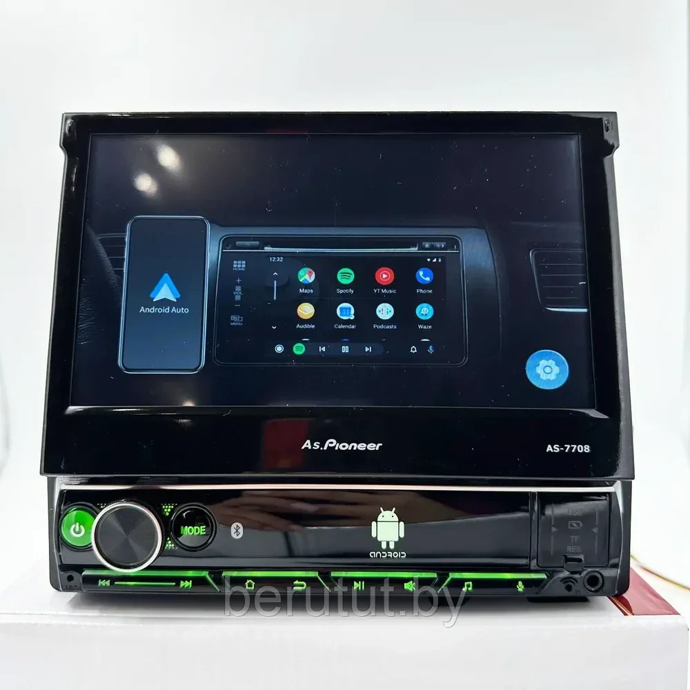 Магнитола 1 din с выдвижным экраном 7" Android Pioneer AS7708 GPS Wi-Fi CarPlay Bluetooth - фото 1 - id-p226240038