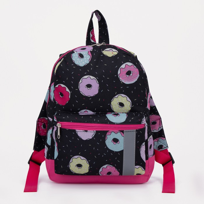 Рюкзак детский на молнии, наружный карман, светоотражающая полоса, цвет чёрный/розовый - фото 3 - id-p226240066