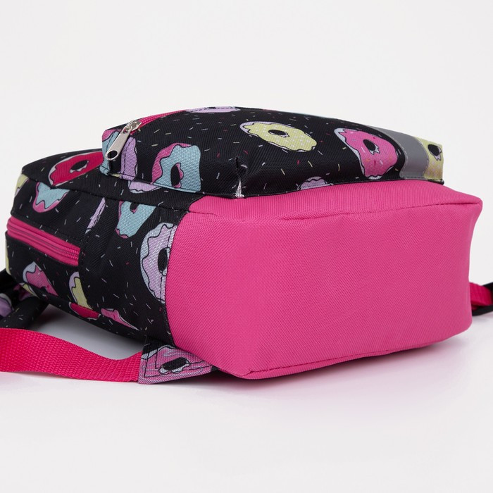 Рюкзак детский на молнии, наружный карман, светоотражающая полоса, цвет чёрный/розовый - фото 5 - id-p226240066