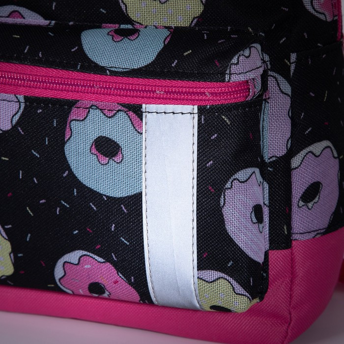 Рюкзак детский на молнии, наружный карман, светоотражающая полоса, цвет чёрный/розовый - фото 6 - id-p226240066