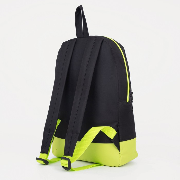 Рюкзак молодёжный из текстиля на молнии, 1 карман, цвет чёрный/зелёный - фото 2 - id-p226240068