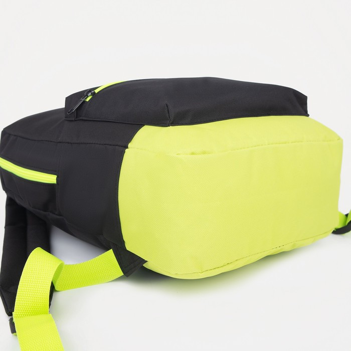 Рюкзак молодёжный из текстиля на молнии, 1 карман, цвет чёрный/зелёный - фото 3 - id-p226240068